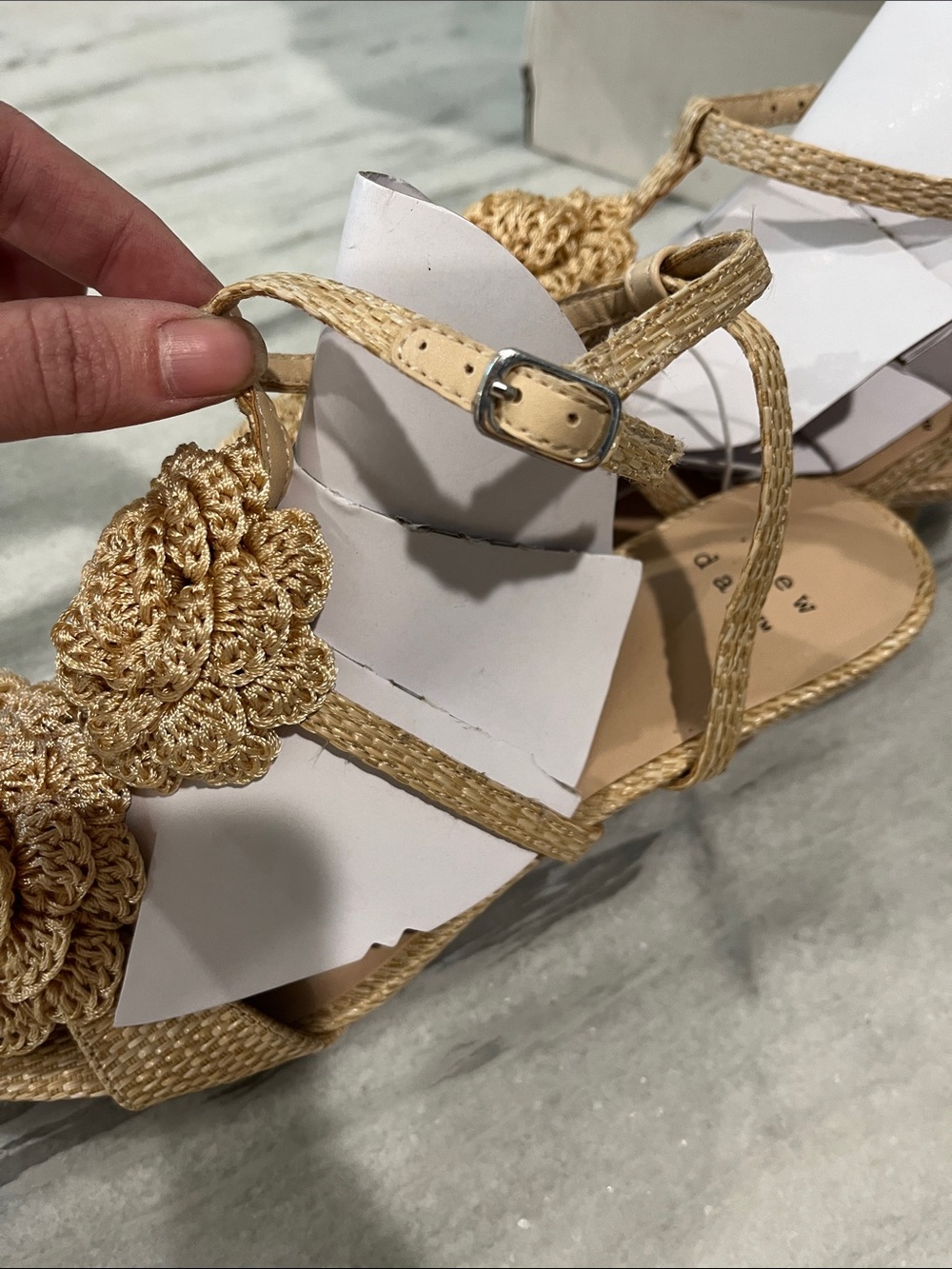 A New Day Esme Woven Floral Accent Strappy Sandal - Beige - Picture 6 of 6